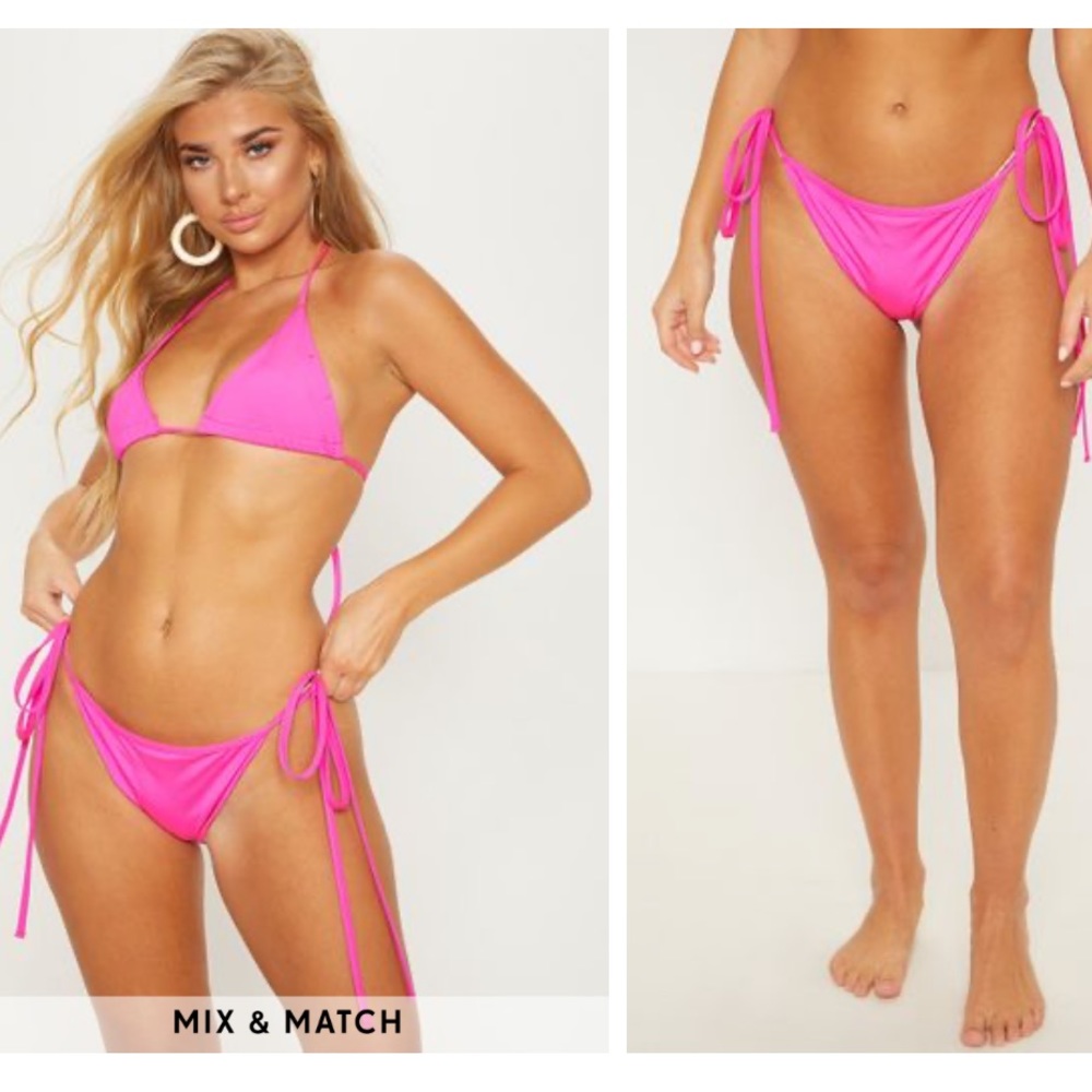 Hot Pink Triangle String Bikini - Picture 3 of 12